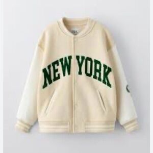 Zara New York bomber jacket Cream size 9-10 years